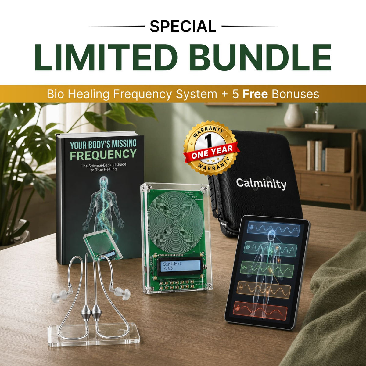 Calminity Frequency Generator Scam or Legit? Unproven Healing Claims Exposed 1 Calminity Bio-Healing Frequency Generator shown on the official product page